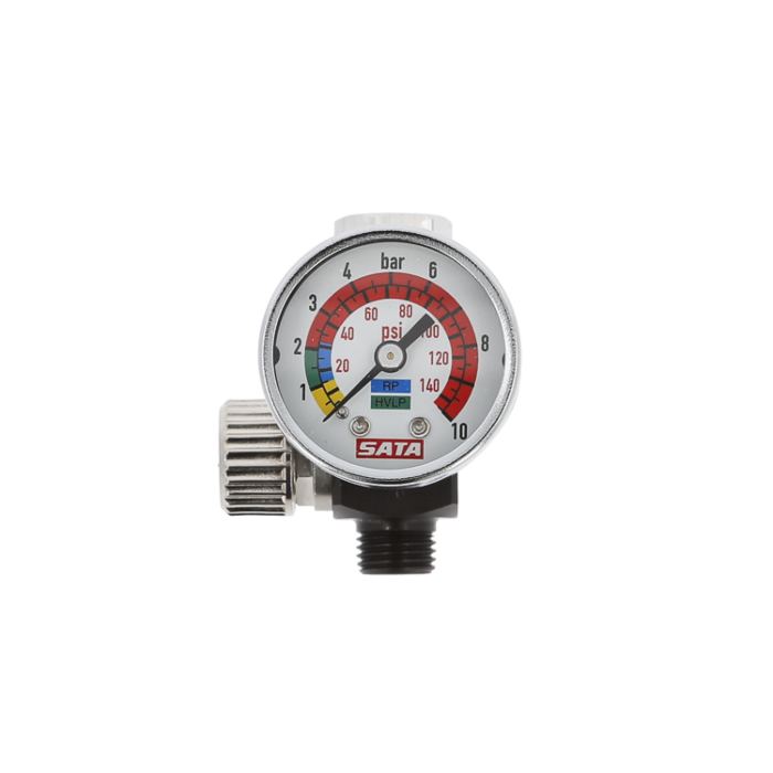 Micrometro dell'aria SATA con manometro, 1/4" (filettatura esterna) e G 1/4" (filettatura interna) cod. new -27771-