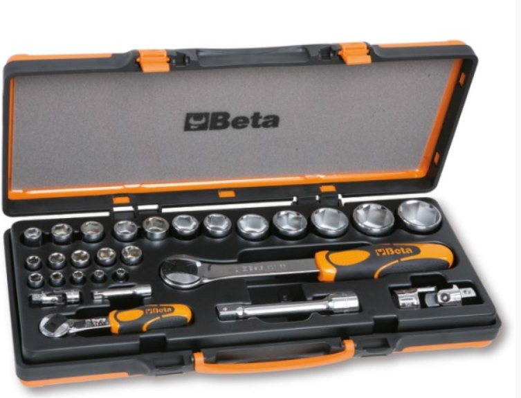 CASSETTA ASSORTIMENTO A BUSSOLA 28 PZ 1/4''-1/2''