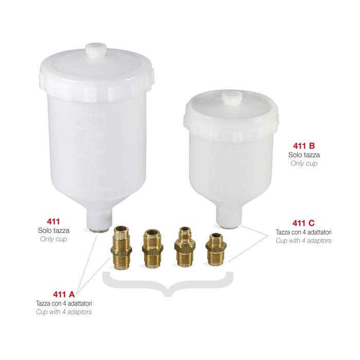 TAZZA RICAMBIO NYLON CON 4 ADATTATORI