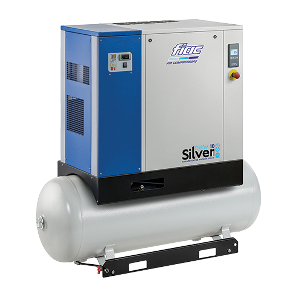 COMPRESSORE NEW SILVER NS10 270D V400/50/3 10 BAR CON ESSICC. a Vite,400 Volt, 10 HP, serb. 270 lt