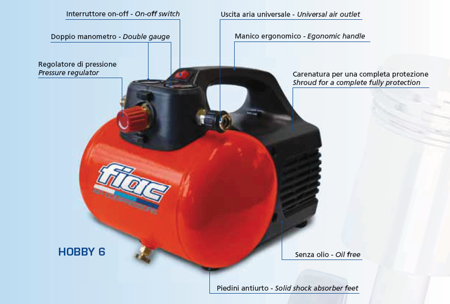 COMPRESSORE EASY 1100 OIL FREE 0.4 HP 7BAR 33 LT/MIN