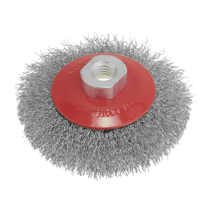 SPAZZOLA CONICA CIRCOLARE D.120 M14 FILO ONDULATO 0.30 FERVI