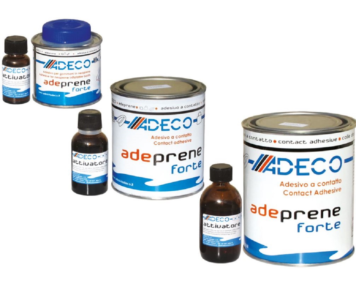 ADEPRENE FORTE A+B GR 850 COLLA sintetico specifico per l'incollaggio di tessuti spalmati in neoprene hypalon, p.battelli pneuma