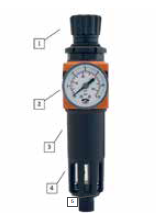 GRUPPO FILTRO IT979, REGOLATORE + LUBRIFICATORE CON MANOMETRO E TAZZA IN METALLLO