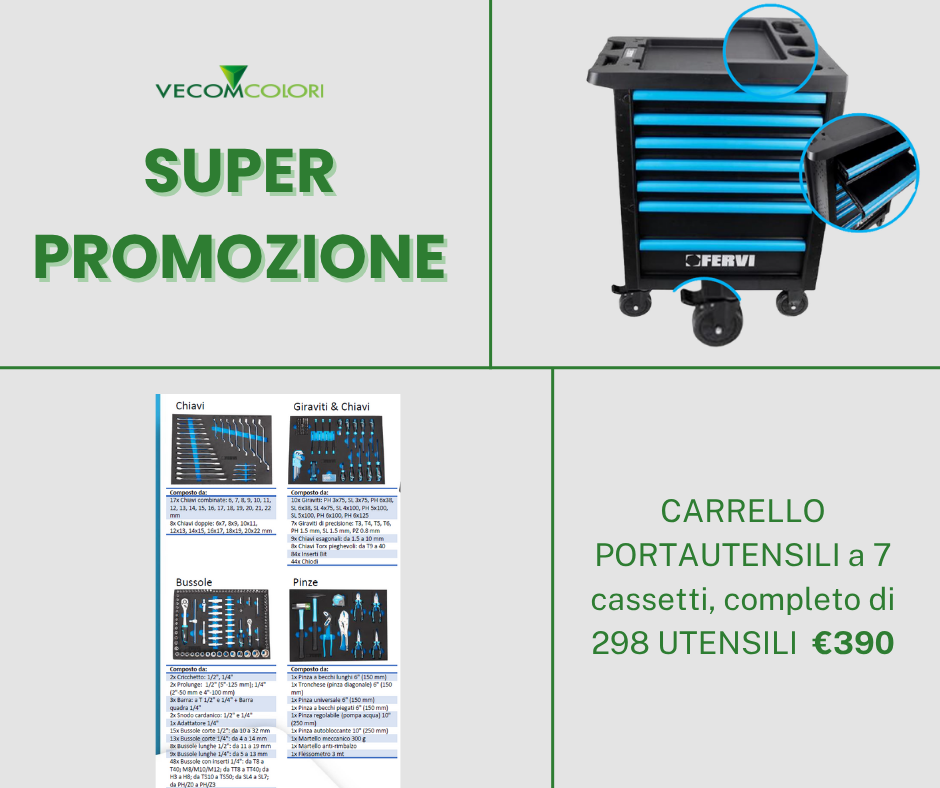 CARRELLO PORTAUTENSILI a 7 cassetti, completo di 298 UTENSILI