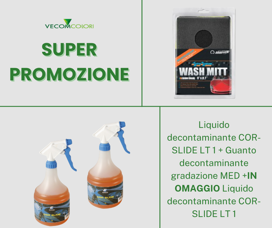 Liquido decontaminante COR-SLIDE LT 1 + Guanto decontaminante gradazione MED +IN OMAGGIO Liquido decontaminante COR-SLIDE LT 1