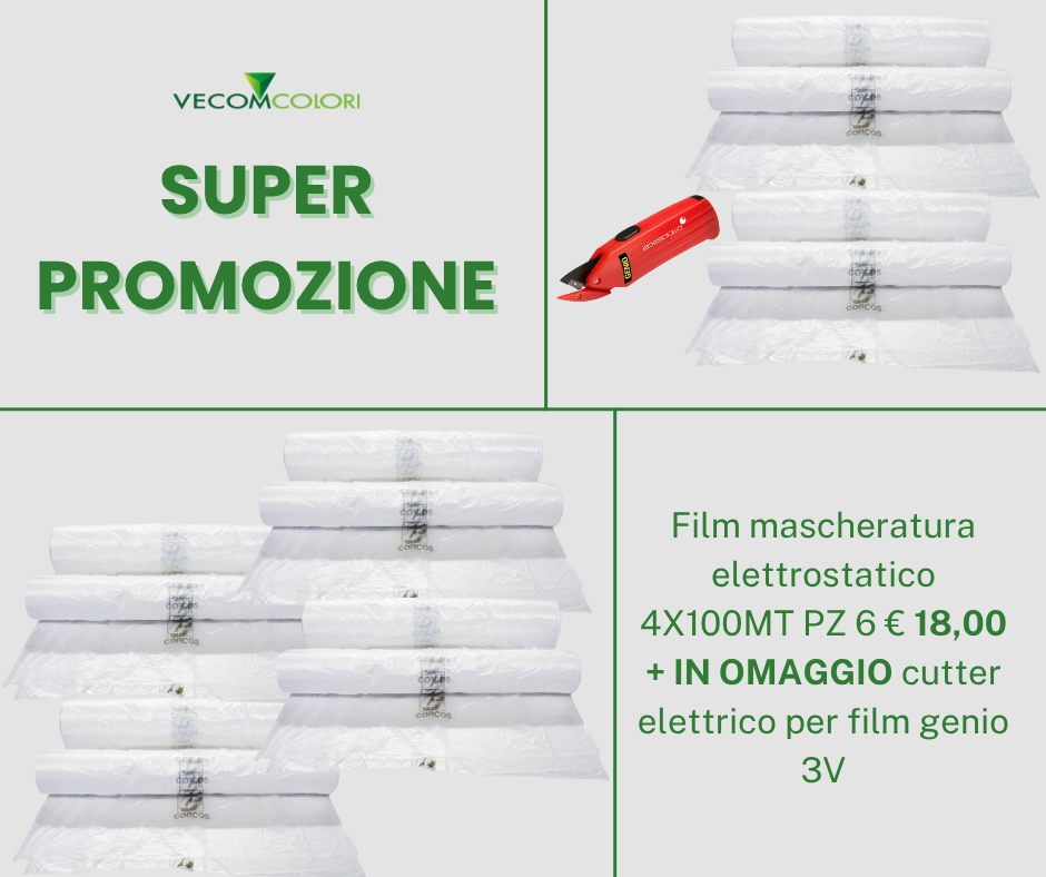 Film mascheratura elettrostatico 4X100MT PZ 6 € 18,00 + IN OMAGGIO cutter elettrico per film genio 3V