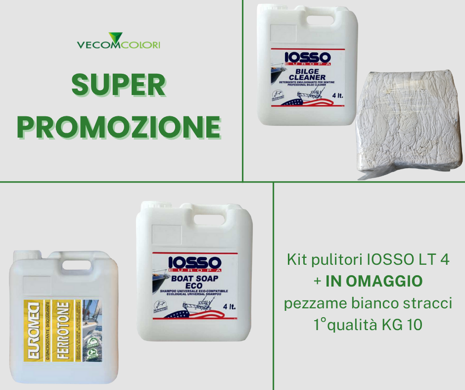 Kit pulitori IOSSO LT 4 + IN OMAGGIO pezzame bianco stracci 1°qualità KG 10