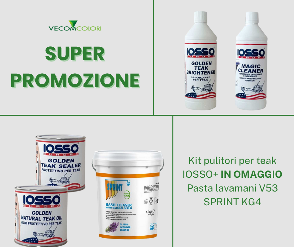 Kit pulitori per teak IOSSO+ IN OMAGGIO Pasta lavamani V53 SPRINT KG4