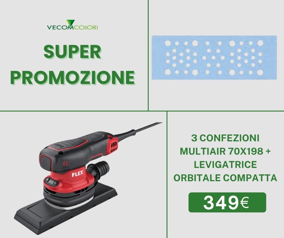 KIT MINI LEVIGATRICE ORBITALE FLEX 70X198 + 3 CF STRISCE ABRASIVE 70X198 GRANE MISTE