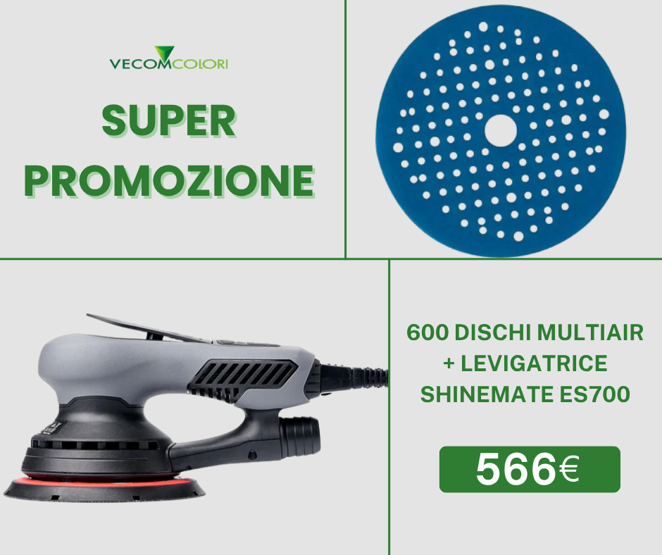 KIT LEVIGATRICE ORBITALE 150mm SHINEMATE + DISCO ABRASIVO MULTI-AIR D.150 DA GR 120 A 800