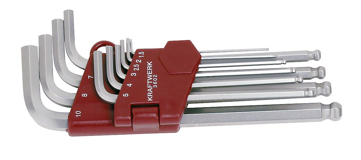 Serie di chiavi maschio piegate con testa sferica ed esagonale 1.5-10 mm, 10 pezzi