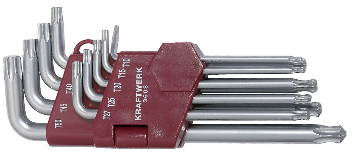 Serie chiavi maschio Torx T10- T50, lucide pz 9