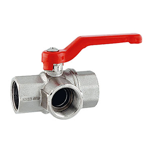 VALVOLA SFERA F.F.F. PASSAGGIO A TRE VIE TIPO L IN OTTONE 5165