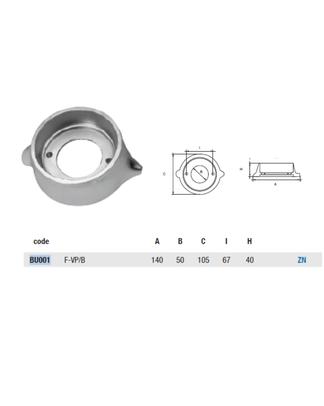 BU001 ANODO PER MOTORE BUKH F- VP/B