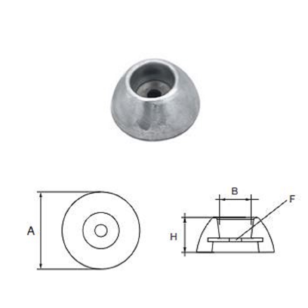 NC024 ANODO TIMONI E FLAPS MIS DIAM 70X H33 FORO DIAM 11