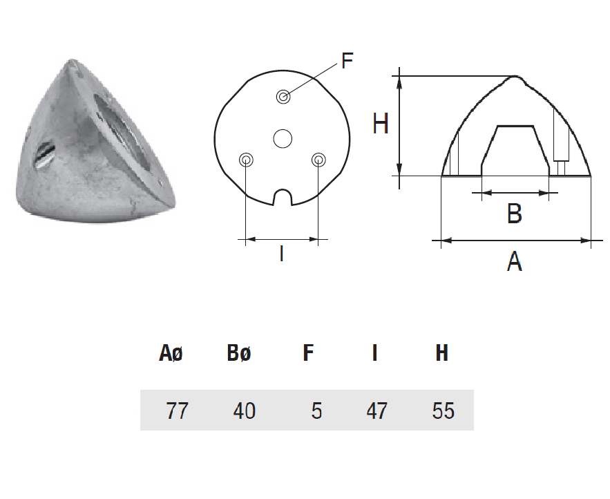 OG065 OGIVA TIPO EWOL MIS D.77 X H 55