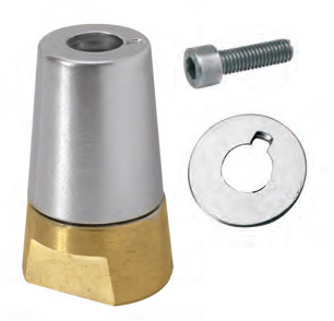 RA001 OGIVA TIPO RADICE RA-1 PER ASSE D.22-25 IN BRONZO COMPL. DI ANODO ZINCO RONDELLA E VITI INOX