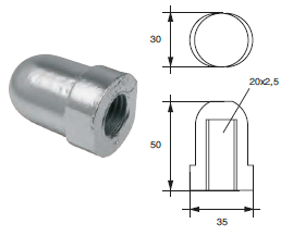 RE002 ANODO PER MOTORE RENAULT F- RE/M MIS H.50 DIAM 30X35