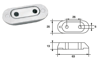 SE009 ANODO PER MOTORE SELVA F-SE- 7 MOTORI HP 40 MIS 63X25X13 F/F 26