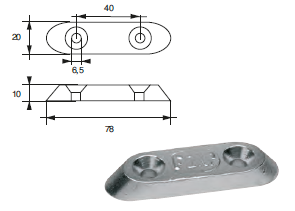 SU005 ANODO PER MOTORE SUZUKY FM-11/S MOTORI HP 2-8 MIS 78X20X10 F/F 40