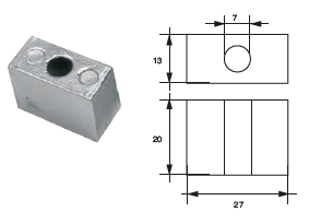 TH002 ANODO PER MOTORE TOHATSU- NISSAN F-TO-4 27x20 h.19 D.7