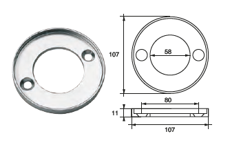 VP002 ANODO PER MOTORE VOLVO PENTA F-VP-200 MIS DIAM ESTERNO 107 DIAM INTERNO 58