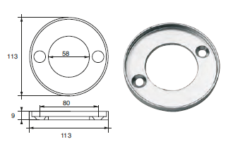 VP003 ANODO PER MOTORE VOLVO PENTA F-VP-250/270 MIS DIAM ESTERNO 113 DIAM INTERNO 58