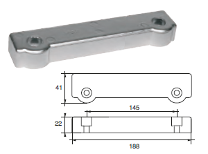 VP007 ANODO PER MOTORE VOLVO PENTA P-VP SERIE 250-270-280 MIS 188X41X22 F/F 145