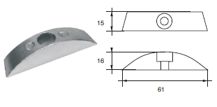 VP009 ANODO PER MOTORE VOLVO PENTA F-VP-120 MIS 61X15X16