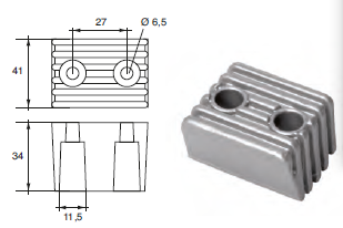 VP016 ANODO PER MOTORE VOLVO PENTA SERIE DPX