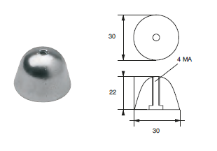 VP019 ANODO PER MOTORE VOLVO PENTA F-VP-600 MIS DIAM 30