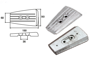 VP031 ANODO PER MOTORE VOLVO PENTA PIEDE POPPIERO L 150 SERIE SX-A/DPS-A