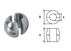 VP036 ANODO PER MOTORE VOLVO PENTA SERIE DPH / DPR MIS DIAM.30 ( uguale AN008 )