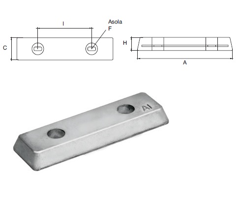 VP040 ANODO PER MOTORE VOLVO PENTA 360X83 F/F 150