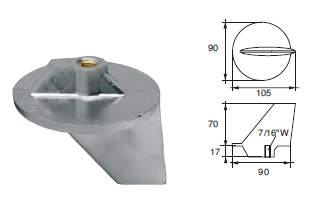 YA001 ANODO PER MOTORE YAMAHA- MARINER FM-1M MOTORI HP 40-60 MARINER DOPO IL 1991
