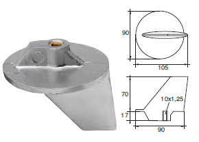 YA003 ANODO PER MOTORE YAMAHA- MARINER FM-1Y MOTORI YAMAHA HP 55 MOTORI MARINER HP 40-60