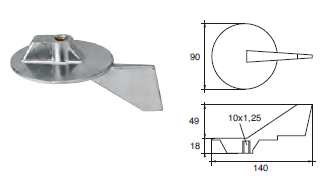 YA004 ANODO PER MOTORE YAMAHA- MARINER FM-YA 60/90 MOTORI HP 60-90 MIS DIAM 90
