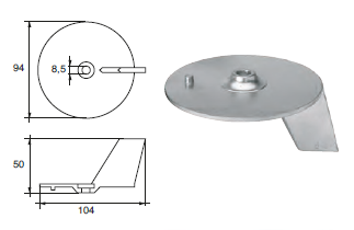 YA006AL ANODO PER MOTORE YAMAHA- MARINER FM-3M D.94 ALLUMINIO