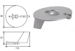 YA006B ANODO PER MOTORE YAMAHA- MARINER MOTORI HP 10-50 MARINER MIS DIAM 95