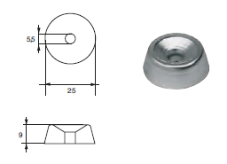 YA008 ANODO PER MOTORE YAMAHA- MARINER F-D-24 MOTORI HP 2-25