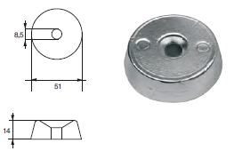 YA009 ANODO PER MOTORE YAMAHA- MARINER F-D-50 MOTORI HP 40-85