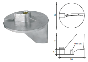 YA011 ANODO PER MOTORE YAMAHA- MARINER FM-YA-115 MOTORI HP 115-125 MIS DIAM 90