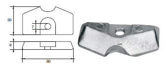 YA017 ANODO PER MOTORE YAMAHA- MARINER F-YA-19 MOTORI HP 3.5 MIS 60X33X9 F 7