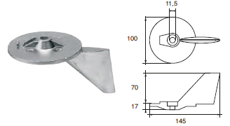 YA023 ANODO PER MOTORE YAMAHA- MARINER FM-YA-260 MIS DIAM 100
