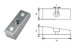 YA024 ANODO PER MOTORE YAMAHA- MARINER F-YA-23 MOTORI HP 75 XR6