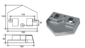 YA026 ANODO PER MOTORE YAMAHA- MARINER F-YA-24 MOTORI YAMAHA V8 MIS DIAM 100