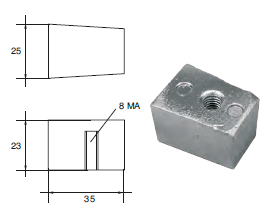 YA030 ANODO PER MOTORE YAMAHA- MARINER F-YA-28 MOTORI HP 40-50 2 TEMPI E 4 TEMPI