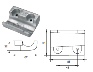 YA031 ANODO PER MOTORE YAMAHA- MARINER F-YA-29 MOTORI HP 40-50 2 TEMPI E 4 TEMPI