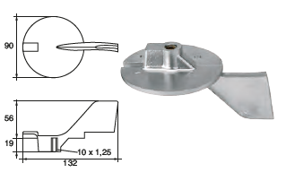 YA037 ANODO PER MOTORE YAMAHA- MARINER F-YA-37 MOTORI HP 100 4 TEMPI SERIE 80